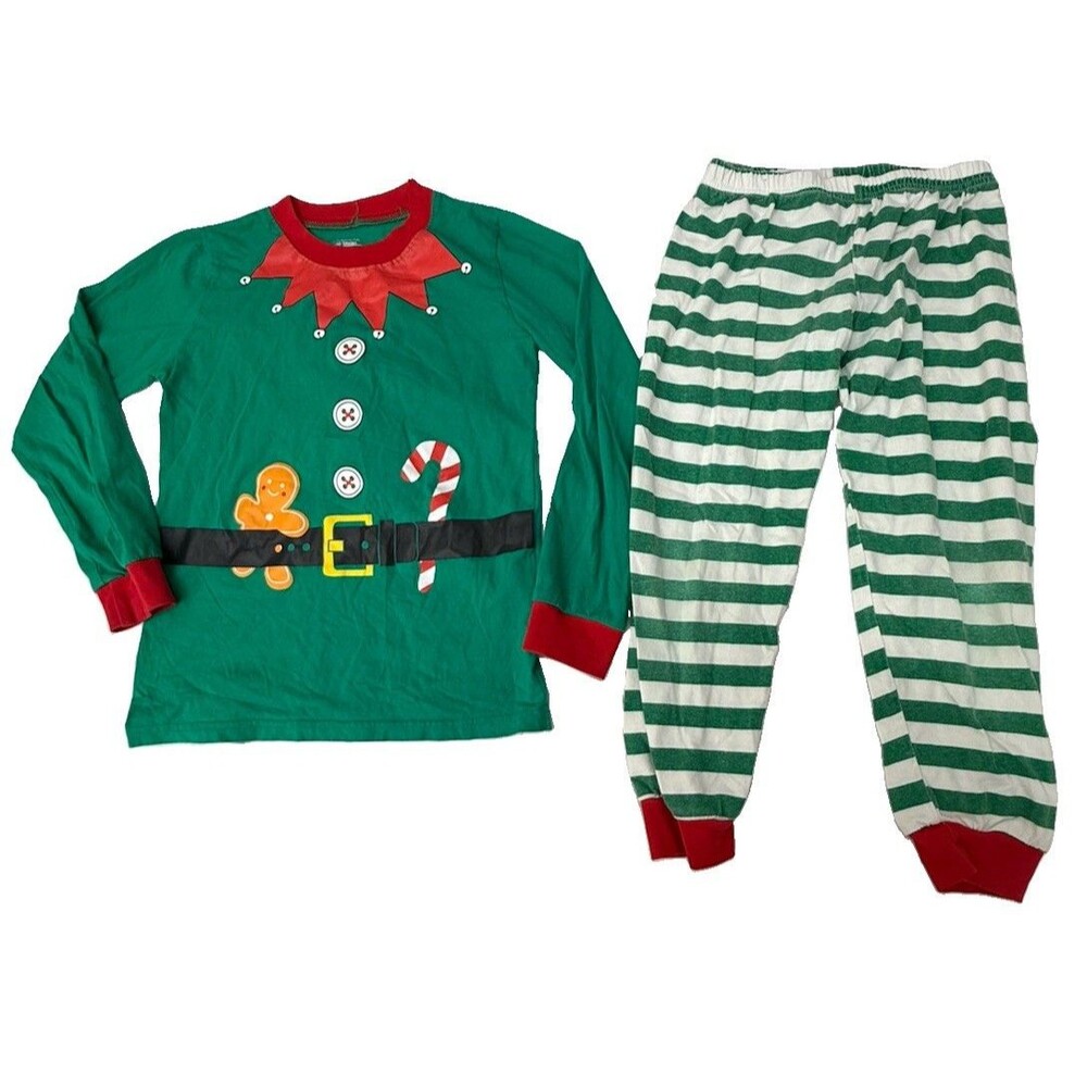 Baby Christmas Elf Outfit 6-12M 3-Piece Green Red Striped Christmas Costume